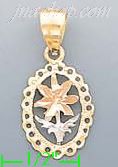 14K Gold Flower 3Color Dia-Cut Charm Pendant - Click Image to Close