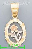 14K Gold Flower 3Color Dia-Cut Charm Pendant - Click Image to Close