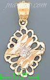 14K Gold Flower 3Color Dia-Cut Charm Pendant - Click Image to Close