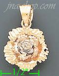 14K Gold Rose 3Color Dia-Cut Charm Pendant - Click Image to Close