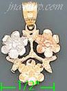 14K Gold Flowers 3Color Dia-Cut Charm Pendant - Click Image to Close