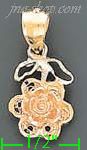 14K Gold Rose 3Color Dia-Cut Charm Pendant - Click Image to Close