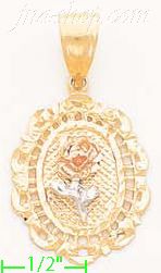 14K Gold Rose 3Color Dia-Cut Charm Pendant - Click Image to Close