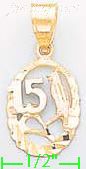 14K Gold 15 Años w/Bird 3Color Dia-Cut Charm Pendant - Click Image to Close