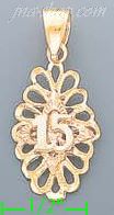 14K Gold 15 Años 3Color Dia-Cut Charm Pendant - Click Image to Close