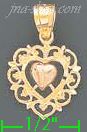 14K Gold Heart 3Color Dia-Cut Charm Pendant - Click Image to Close