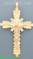 14K Gold Crucifix Cross 3Color Dia-Cut Charm Pendant - Click Image to Close