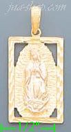 14K Gold Virgin of Guadalupe on Rectagular Frame 3Color Dia-Cut - Click Image to Close