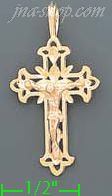 14K Gold Crucifix Cross 3Color Dia-Cut Charm Pendant - Click Image to Close