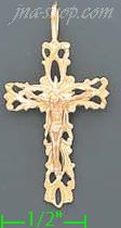 14K Gold Crucifix Cross 3Color Dia-Cut Charm Pendant - Click Image to Close