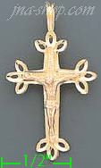 14K Gold Crucifix Cross 3Color Dia-Cut Charm Pendant - Click Image to Close