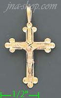 14K Gold Crucifix Cross 3Color Dia-Cut Charm Pendant - Click Image to Close