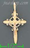 14K Gold Crucifix Cross 3Color Dia-Cut Charm Pendant - Click Image to Close