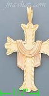 14K Gold Cross w/Shroud 3Color Dia-Cut Charm Pendant - Click Image to Close