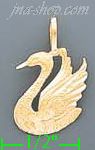 14K Gold Swan Dia-Cut Charm Pendant - Click Image to Close