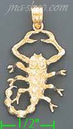 14K Gold Scorpion Dia-Cut Charm Pendant - Click Image to Close