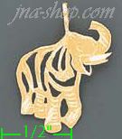 14K Gold Filigree Elephant Dia-Cut Charm Pendant - Click Image to Close