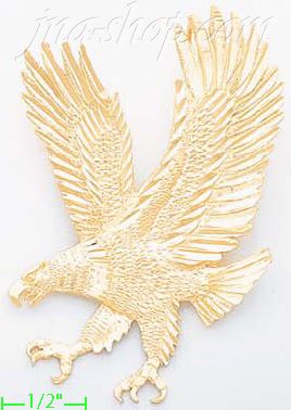 14K Gold Striking Eagle Dia-Cut Charm Pendant - Click Image to Close