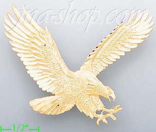 14K Gold Striking Eagle Dia-Cut Charm Pendant - Click Image to Close