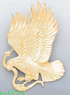 14K Gold Eagle w/Snake Dia-Cut Charm Pendant - Click Image to Close