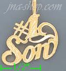 14K Gold #1 Son Dia-Cut Charm Pendant - Click Image to Close