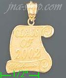 14K Gold Class of 2002 Diploma Dia-Cut Charm Pendant - Click Image to Close