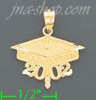 14K Gold 2002 Graduation Cap Dia-Cut Charm Pendant - Click Image to Close