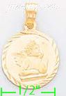 14K Gold Angel Dia-Cut Charm Pendant - Click Image to Close