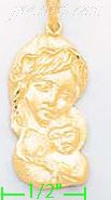 14K Gold Madonna & Child Dia-Cut Charm Pendant - Click Image to Close