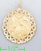 14K Gold Baptism Dia-Cut Charm Pendant - Click Image to Close