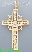 14K Gold Cross Dia-Cut Charm Pendant - Click Image to Close