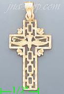 14K Gold Cross w/Holy Spirit Dove Dia-Cut Charm Pendant - Click Image to Close