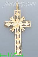 14K Gold Cross Dia-Cut Charm Pendant - Click Image to Close