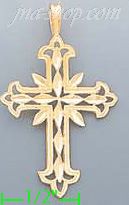 14K Gold Cross Dia-Cut Charm Pendant - Click Image to Close