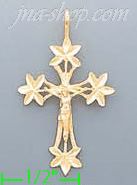 14K Gold Cross Crucifix Dia-Cut Charm Pendant - Click Image to Close