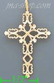 14K Gold Cross Dia-Cut Charm Pendant - Click Image to Close