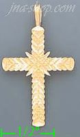 14K Gold Cross Dia-Cut Charm Pendant - Click Image to Close