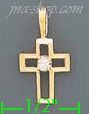 14K Gold Cross w/CZ in Center Dia-Cut Charm Pendant - Click Image to Close