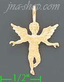 14K Gold Angel Dia-Cut Charm Pendant - Click Image to Close