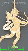 14K Gold Cupid w/Bow & Arrow Dia-Cut Charm Pendant - Click Image to Close