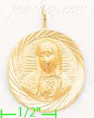 14K Gold Virgin Dia-Cut Charm Pendant - Click Image to Close