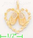 14K Gold Shoes in Rope Heart Dia-Cut Charm Pendant - Click Image to Close