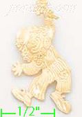 14K Gold Clown Dia-Cut Charm Pendant - Click Image to Close