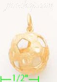 14K Gold Soccerball Dia-Cut Charm Pendant - Click Image to Close