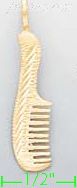 14K Gold Comb Dia-Cut Charm Pendant - Click Image to Close