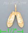 14K Gold Slippers Ballet Shoes Dia-Cut Charm Pendant - Click Image to Close