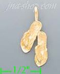 14K Gold Sandals Shoes Dia-Cut Charm Pendant - Click Image to Close