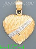 14K Gold Heart 2Tone Charm Pendant - Click Image to Close