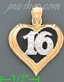 14K Gold 16 Heart 2Tone Charm Pendant - Click Image to Close