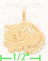 14K Gold Cat Dia-Cut Charm Pendant - Click Image to Close